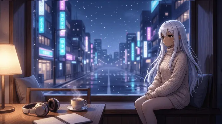 Lo-fi music generator for focus and study, Tokyo night ambience
