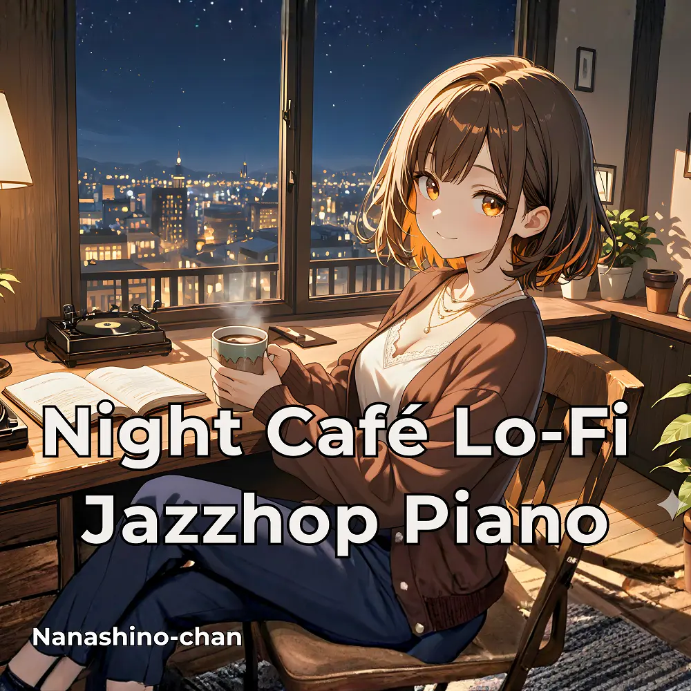 Cover artwork for Night Café Lo-FiJazzhop Piano by Nanashino-chan