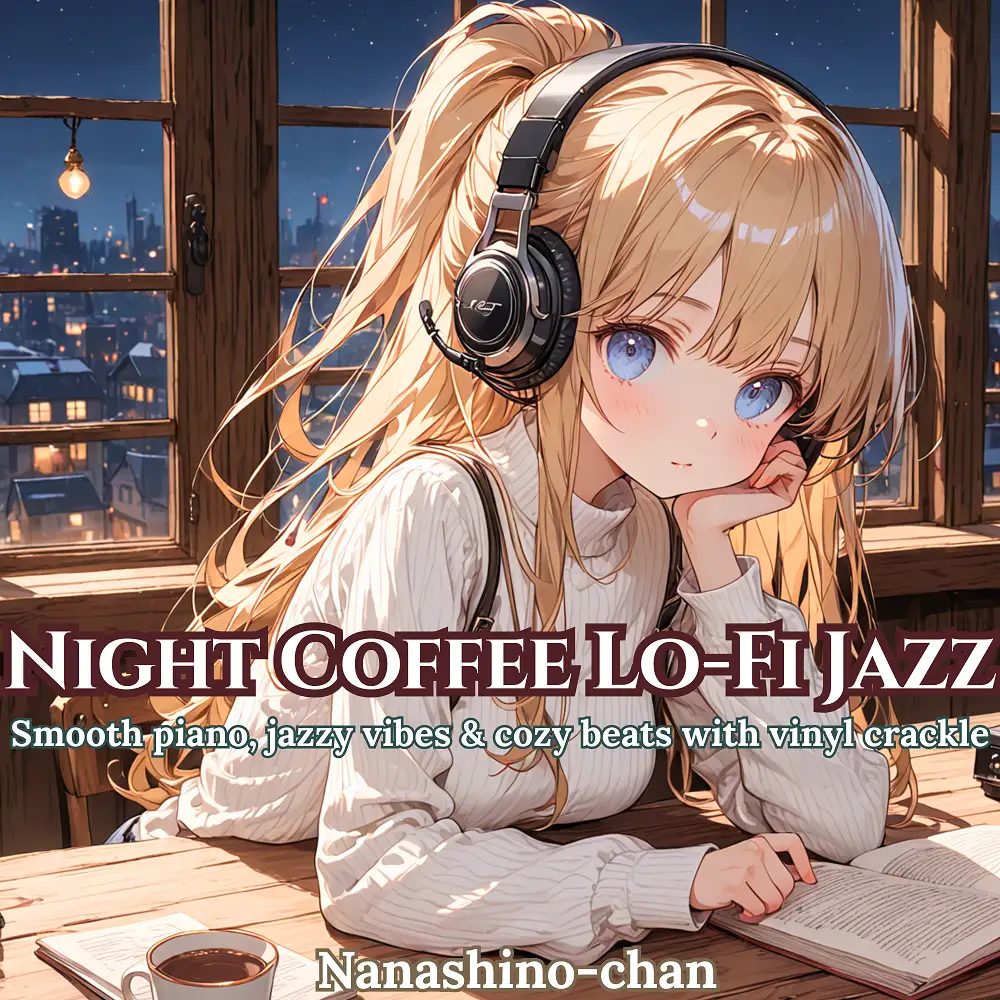 Cover artwork for Night Coffee Lo-Fi Jazz: Smooth piano, jazzy vibes & cozy beats with vinyl crackle by Nanashino-chan