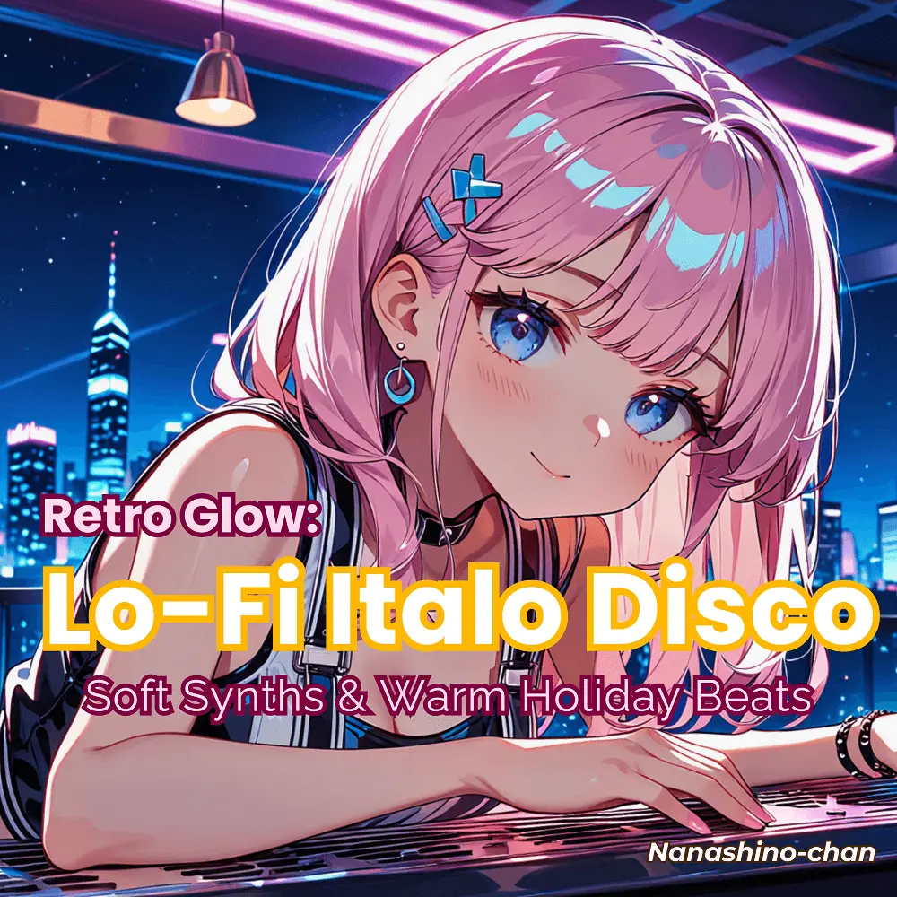 Cover artwork for Retro Glow: Lo-Fi Italo Disco by Nanashino-chan