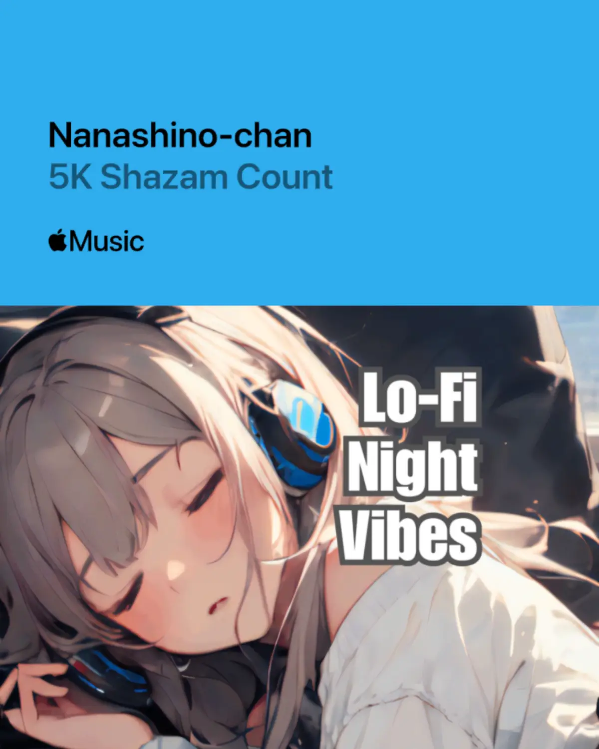 Nanashino-chan milestone graphic celebrating 5,000 cumulative Shazams
